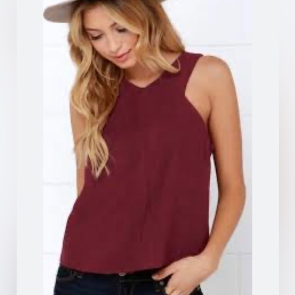 NEW Abbeline  Burgundy wine loose fit Faux suede sleeveless tank size large